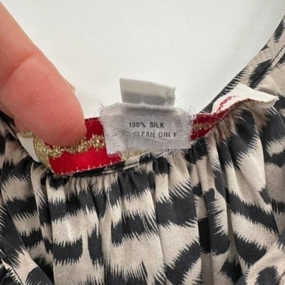 Amanda Uprichard Revolve Tan Black Silk Leopard Print V-Neck Large Tank Top - Picture 3 of 5